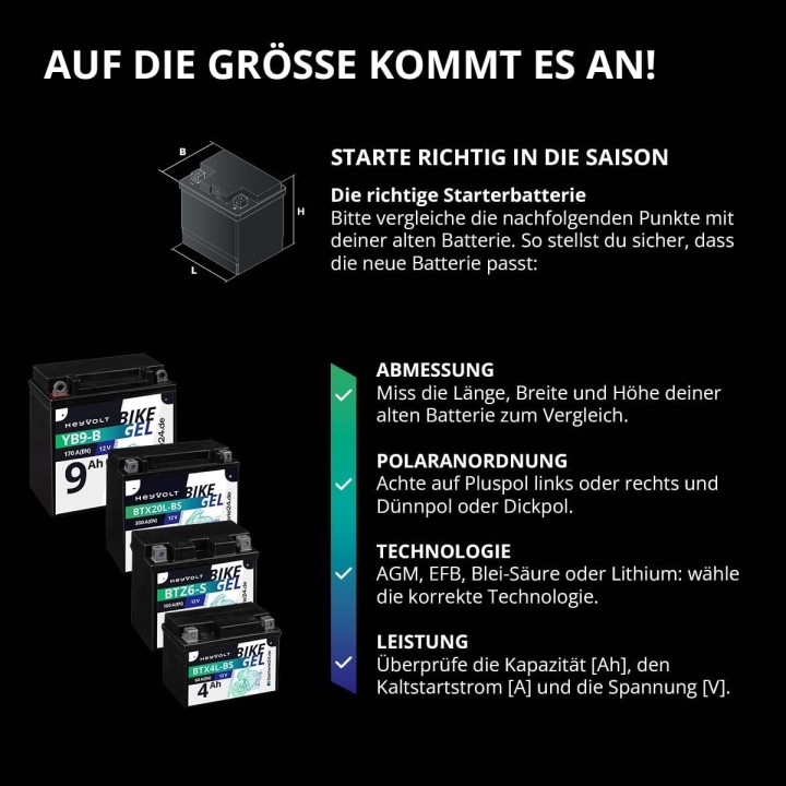 Batterie moto GEL 12V 7Ah sans entretien - Compatible YB7-A, CB7-A, FB7-A