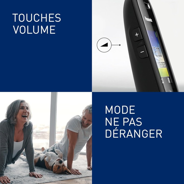 Téléphone sans fil Panasonic avec répondeur, écran couleur et blocage des appels - Noir