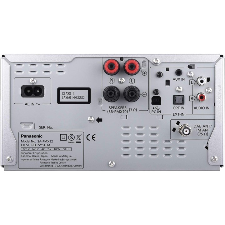 Micro-chaîne Hi-Fi Panasonic 120W - Enceintes 3 voies, Bluetooth, DAB+, USB DAC, Argent