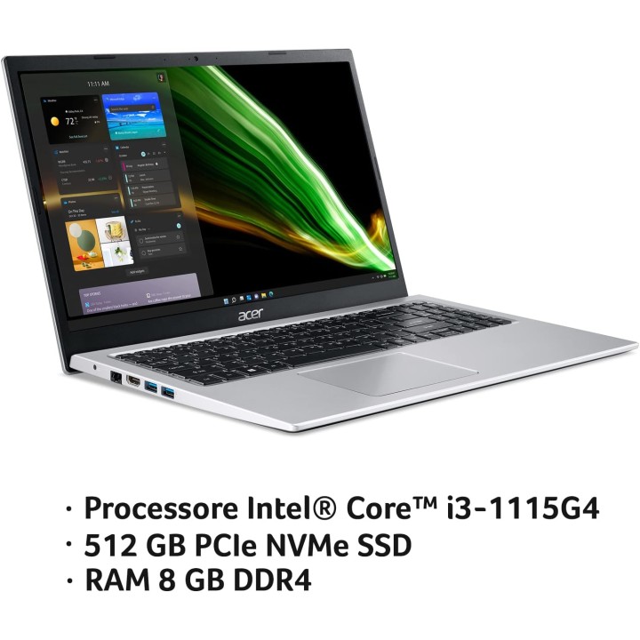 PC portable ACER Aspire 3 15,6'' - Intel Core i3, 8 Go RAM, SSD 512 Go, argent