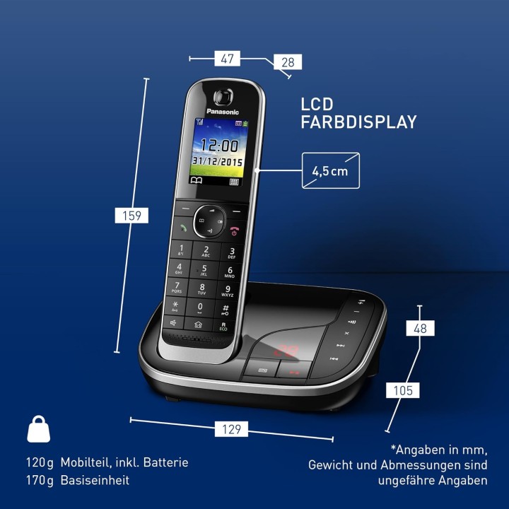 Téléphone sans fil Panasonic avec répondeur - écran couleur - sécurité DECT - noir