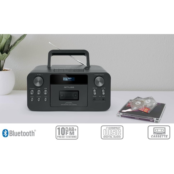 Radio cassette CD Bluetooth DAB+/FM Muse - Noir compact multifonction