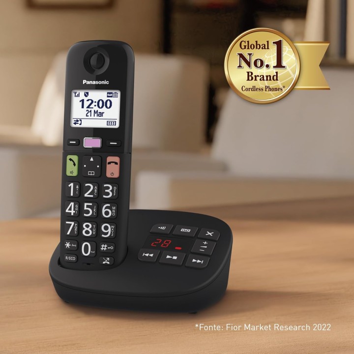 Téléphone sans fil Panasonic KX-TGU132EXB - 2 combinés, grands boutons, segrétariat, noir