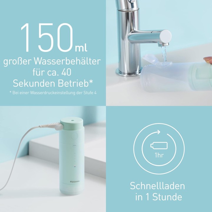 Hydropulseur de voyage Panasonic - Ultrasons, compact, rechargeable, 4 niveaux de pression