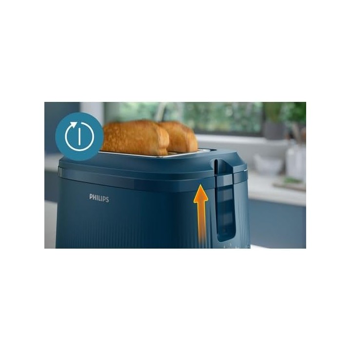 Grille-pain Philips 900W acier inoxydable bleu - format compact