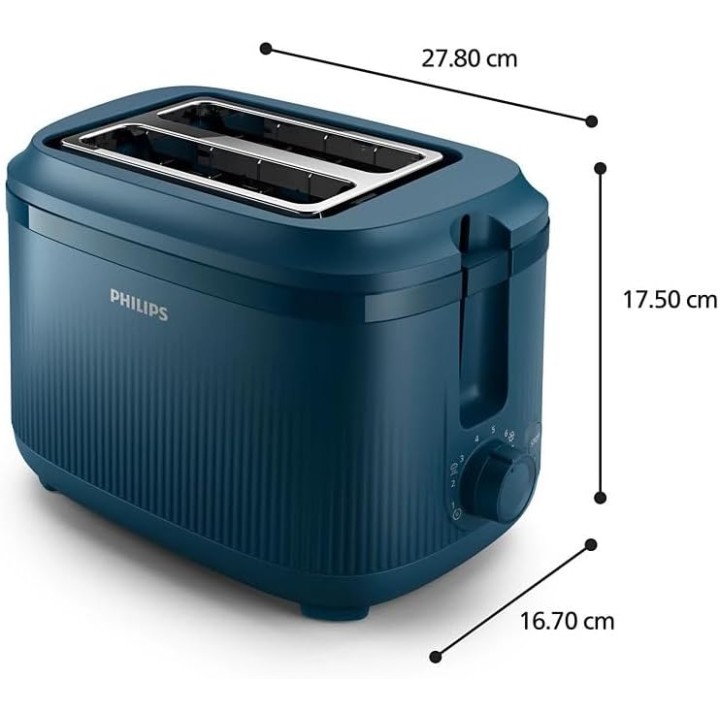 Grille-pain Philips 900W acier inoxydable bleu - format compact