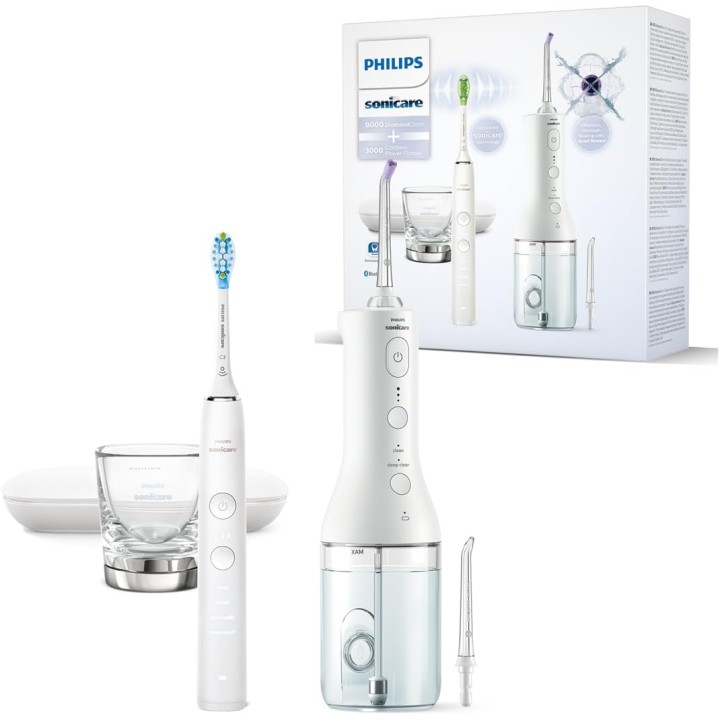 Hydropulseur et brosse à dents électrique Philips sans fil Quad Stream blanc - HX3886/41