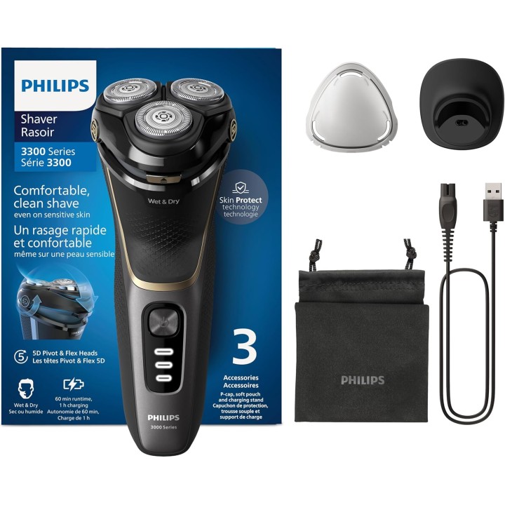 Rasoir électrique homme Wet & Dry Philips Series 3000 - SkinProtect, lames PowerCut