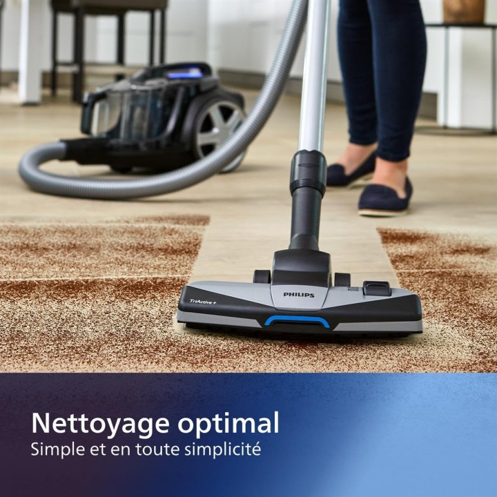 Aspirateur traîneau sans sac PHILIPS 2 L 2100 W – Filtration cyclonique anti-allergène noir