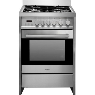 Cuisinière gaz 4 feux inox 67L - Classe A - 60x60 cm - Amica