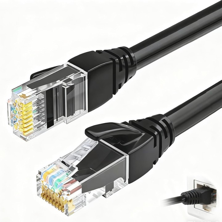 Câble Ethernet Cat 6 haut débit 5m noir - RJ45 mâle/mâle universel