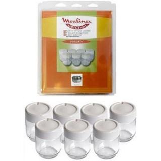 Set de 7 pots en verre hermétiques avec couvercle pour yaourtière Moulinex