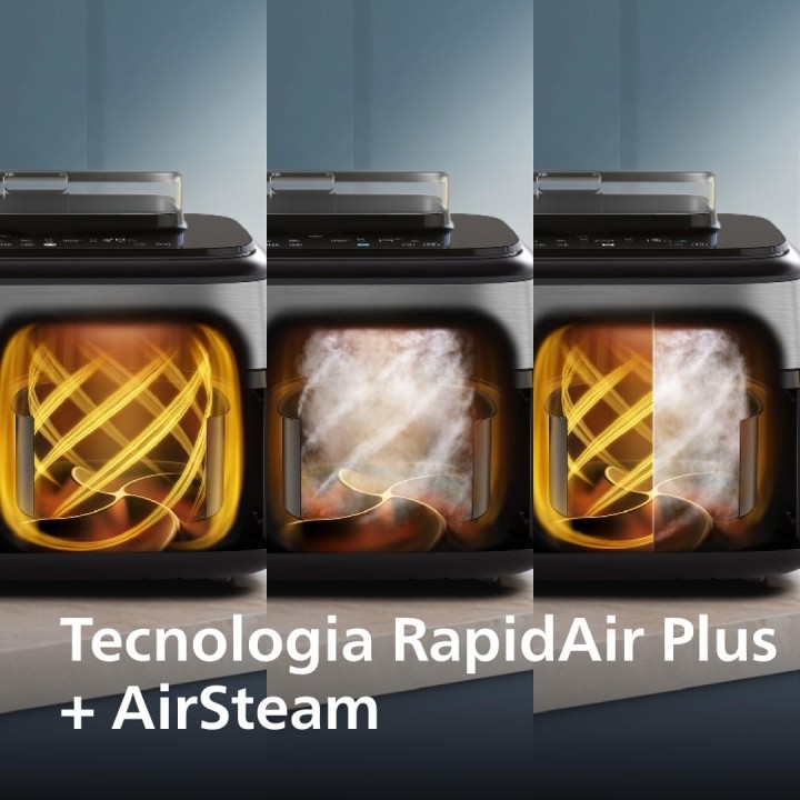 Friteuse Airfryer double bac 9L vapeur - Technologie RapidAir Plus Philips