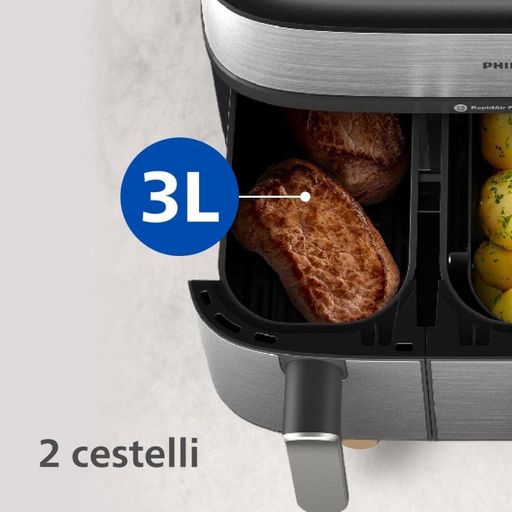 Friteuse Airfryer double bac 9L vapeur - Technologie RapidAir Plus Philips