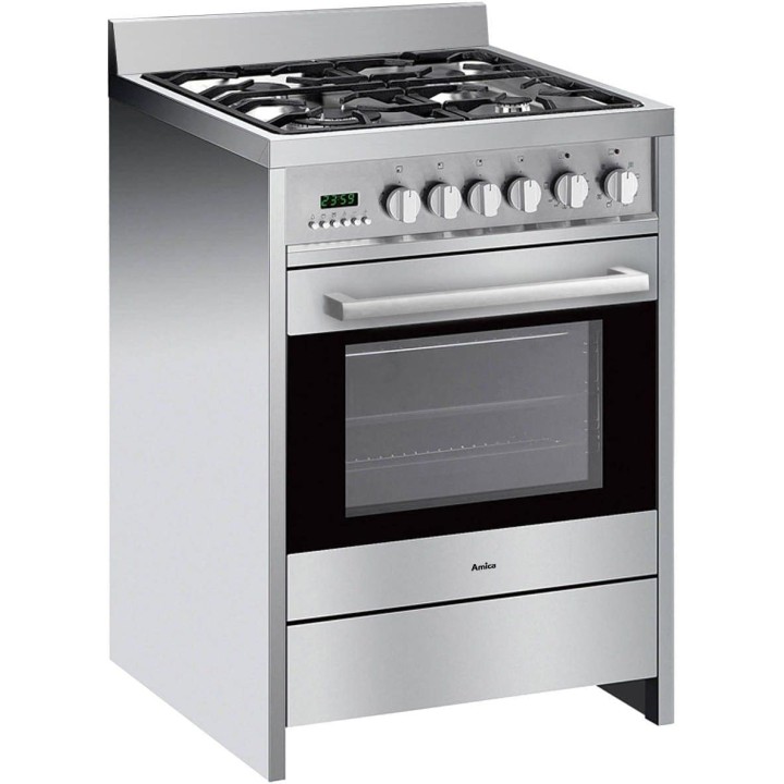 Cuisinière gaz 4 feux inox 67L - Classe A - 60x60 cm - Amica