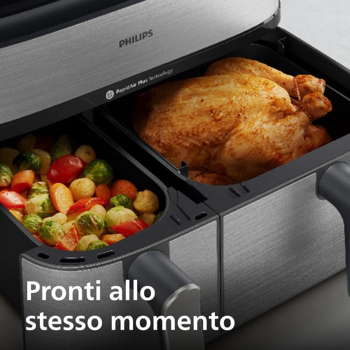 Friteuse Airfryer double bac 9L vapeur - Technologie RapidAir Plus Philips