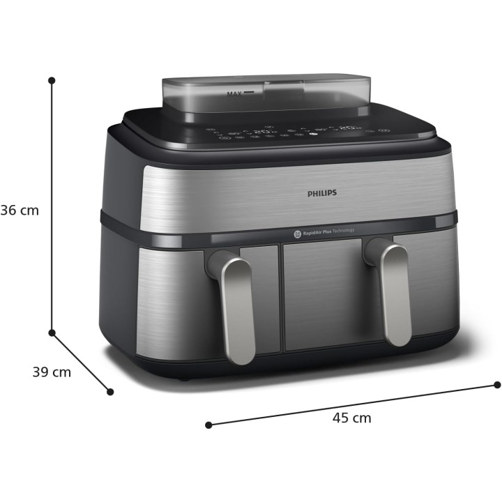 Friteuse Airfryer double bac 9L vapeur - Technologie RapidAir Plus Philips