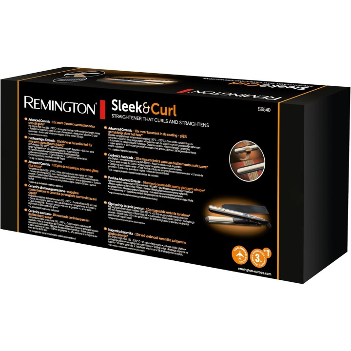 Fer à lisser/boucleur Remington S6500 - plaques longues céramique - température réglable noir