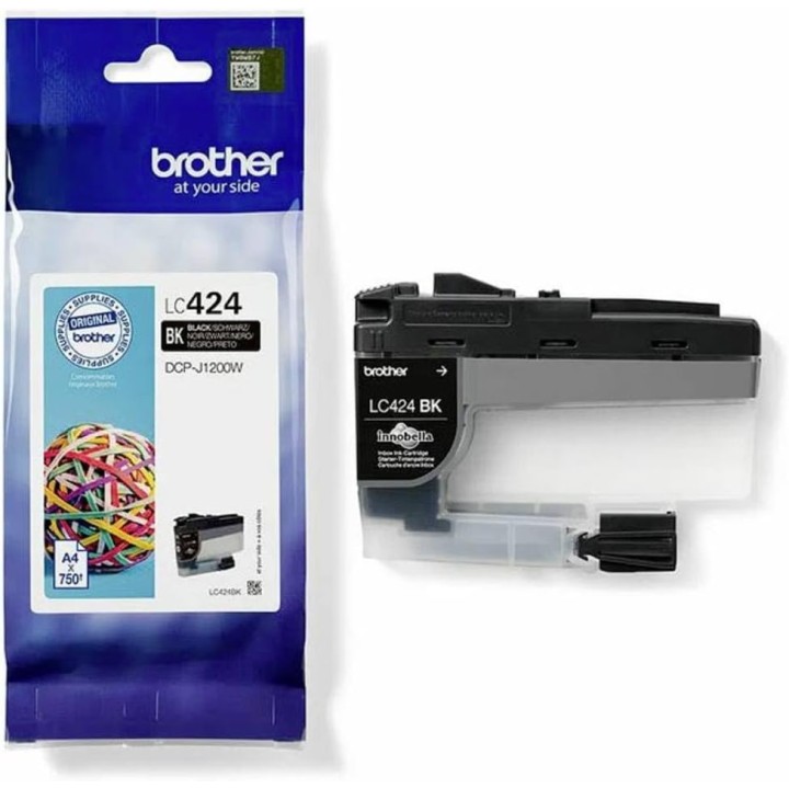 Cartouche d'encre noire Brother LC-424BK originale – 750 pages – Compatible DCP-J1200W