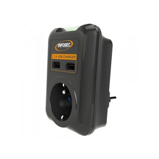 Parasurtenseur 1 prise FR et 2 USB INFOSEC S1 USB NEO – Protection parafoudre