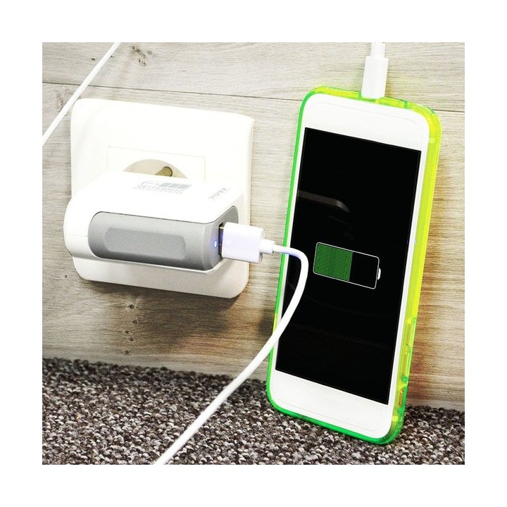 Chargeur secteur USB avec batterie externe 2000 mAh - Powerbank universel PORT DESIGNS