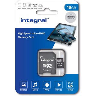 Carte mémoire microSD 16GB 100MB/s Classe 10 UHS-I U1 V10 avec adaptateur SD