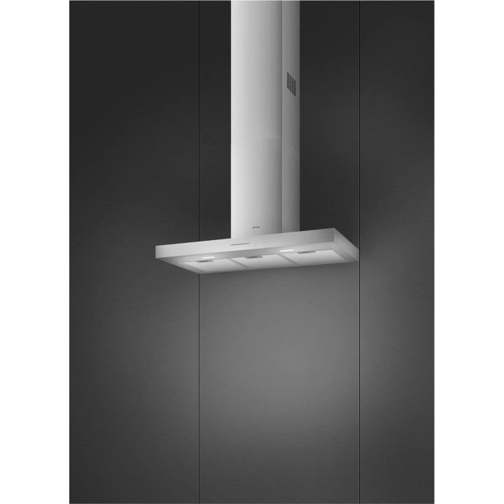 Hotte décorative îlot central 90 cm inox commandes électroniques SMEG