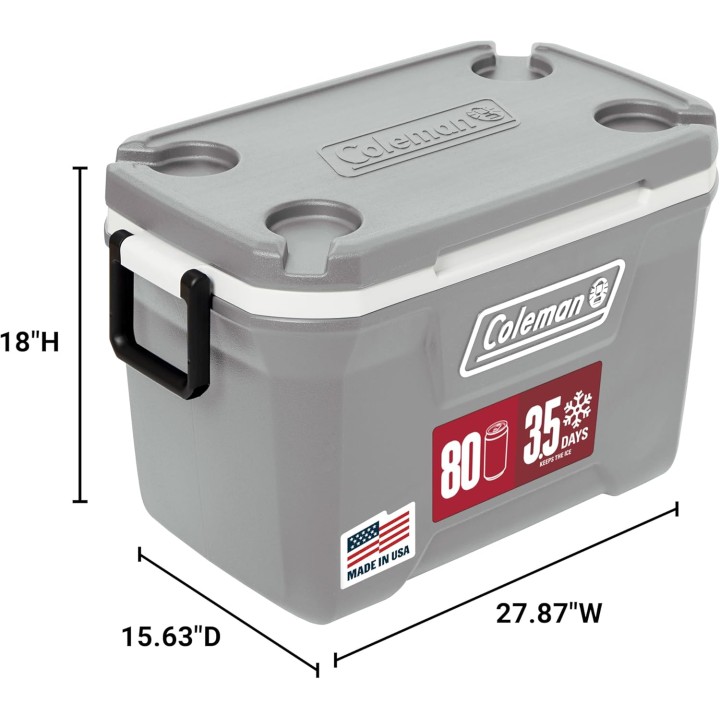 Glacière isotherme 52 L - Couvercle siège - Grande capacité - Coleman gris