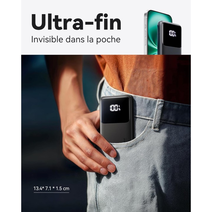 Batterie externe 10000 mAh INIU – Charge rapide PD 3.0 QC 4.0 – USB-C – Universelle