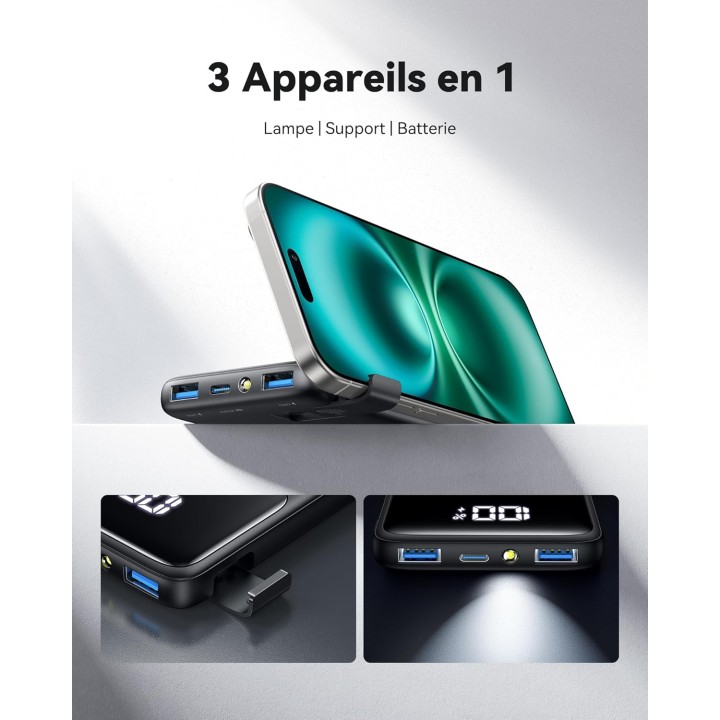 Batterie externe 10000 mAh INIU – Charge rapide PD 3.0 QC 4.0 – USB-C – Universelle