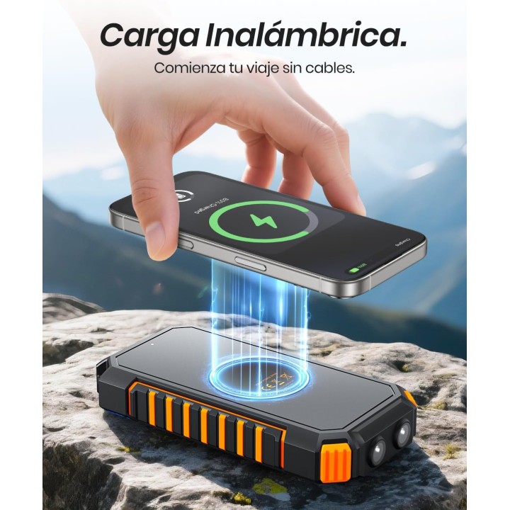 Batterie externe solaire 26800mAh - Charge rapide et sans fil - 4 sorties USB-C - Outdoor