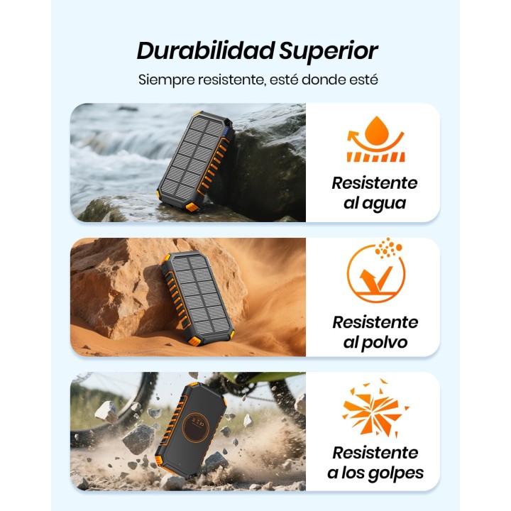Batterie externe solaire 26800mAh - Charge rapide et sans fil - 4 sorties USB-C - Outdoor