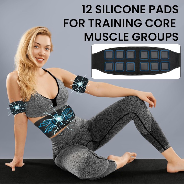 Électrostimulateur abdominal EMS – 10 modes, 30 intensités, USB-C, multi-zones