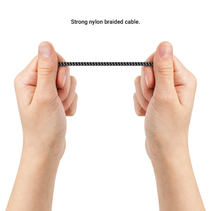 Câble USB-C 1,5 m nylon noir – Charge et synchronisation universelle, connecteurs métalliques