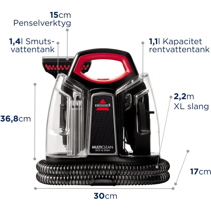 Nettoyeur détacheur portable BISSELL MultiClean Spot&Stain 4720M - 330W multi-surfaces