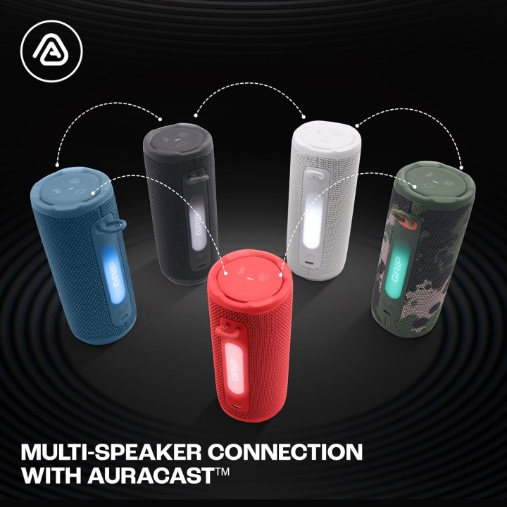 Enceinte Bluetooth compacte étanche IP68 JBL Grip - AI Sound Boost - 14h autonomie - Bleu