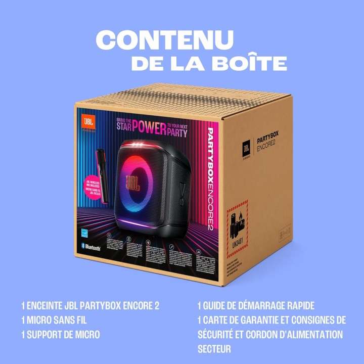 Enceinte Bluetooth portable JBL PartyBox Encore 2 - Micro sans fil, 12h, IPX4, LED