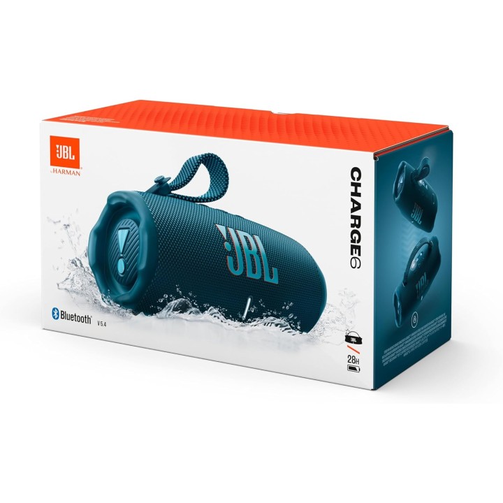 Enceinte Bluetooth portable JBL Charge 6 – 28h, étanche IP68, IA Sound Boost, bleu
