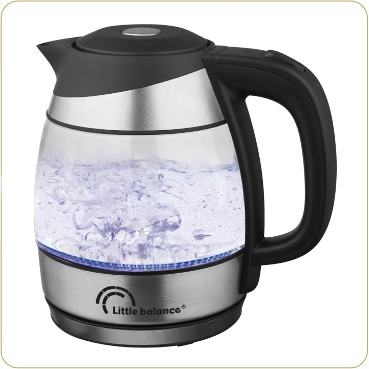 Bouilloire électrique 1,2 L verre borosilicate - LED bleue et sécurité triple