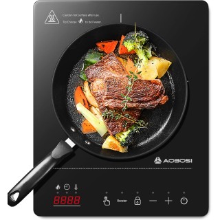 Plaque à induction portable 1 feu ultra-mince AAOBOSI - 2000W, sécurité enfant
