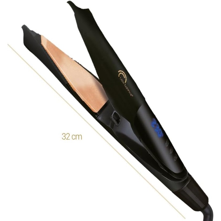 Lisseur boucleur 2 en 1 plaques XL céramique tourmaline ionique - Little Balance noir