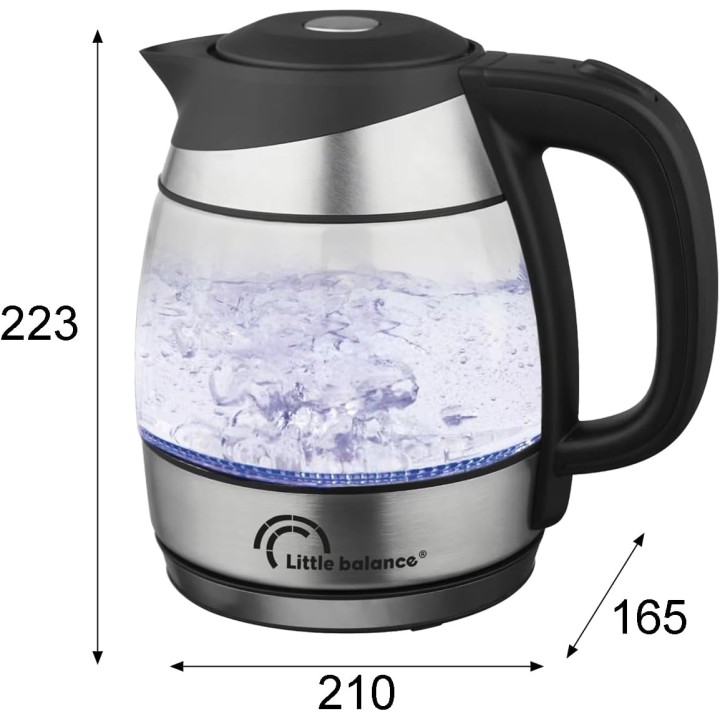 Bouilloire électrique 1,2 L verre borosilicate - LED bleue et sécurité triple