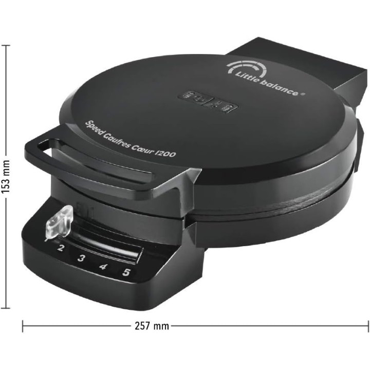 Gaufrier 5 gaufres cœur - 1200 W - Plaques antiadhésives - Thermostat réglable LITTLE BALANCE