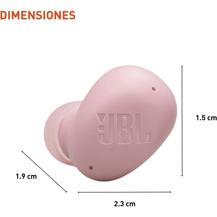 Écouteurs sans fil JBL Vibe Buds 2 – Suppression du bruit, Pure Bass, 40h, rose