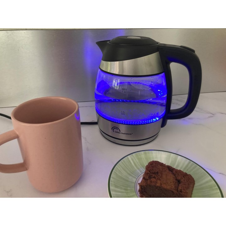 Bouilloire électrique 1,2 L verre borosilicate - LED bleue et sécurité triple
