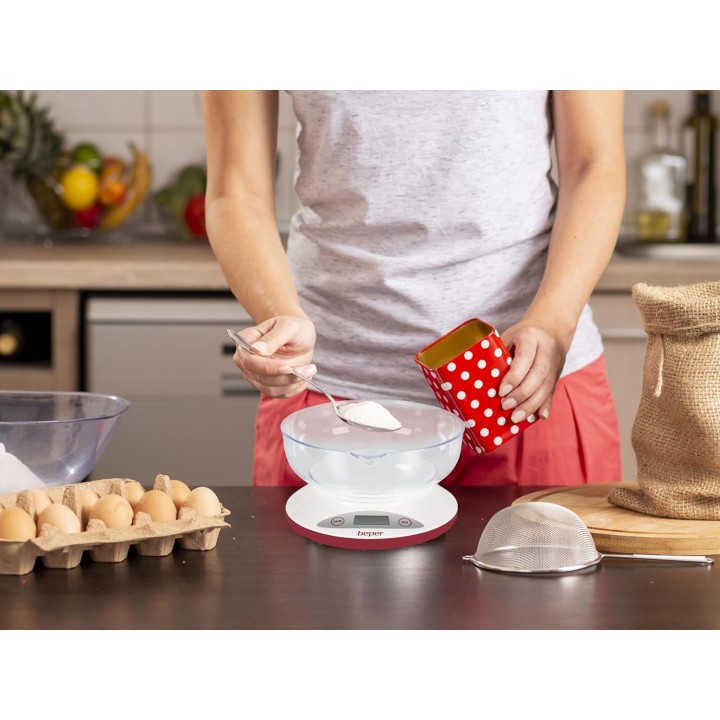 Balance de cuisine numérique bol amovible - LCD, tare, mesure solides et liquides 5kg