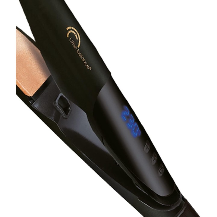 Lisseur boucleur 2 en 1 plaques XL céramique tourmaline ionique - Little Balance noir