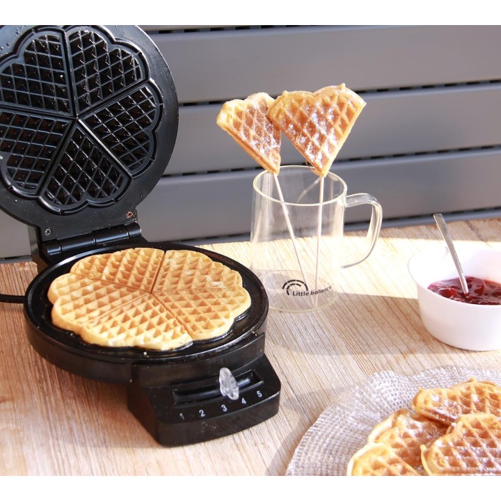 Gaufrier 5 gaufres cœur - 1200 W - Plaques antiadhésives - Thermostat réglable LITTLE BALANCE