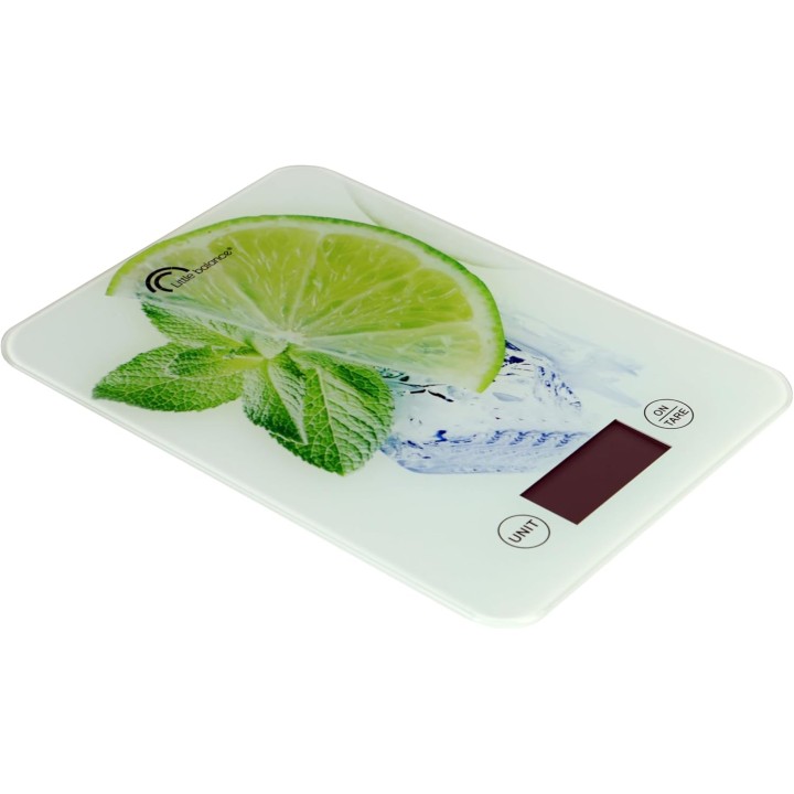 Balance de cuisine électronique extra-plate 5 kg - décor citron - plateau verre trempé