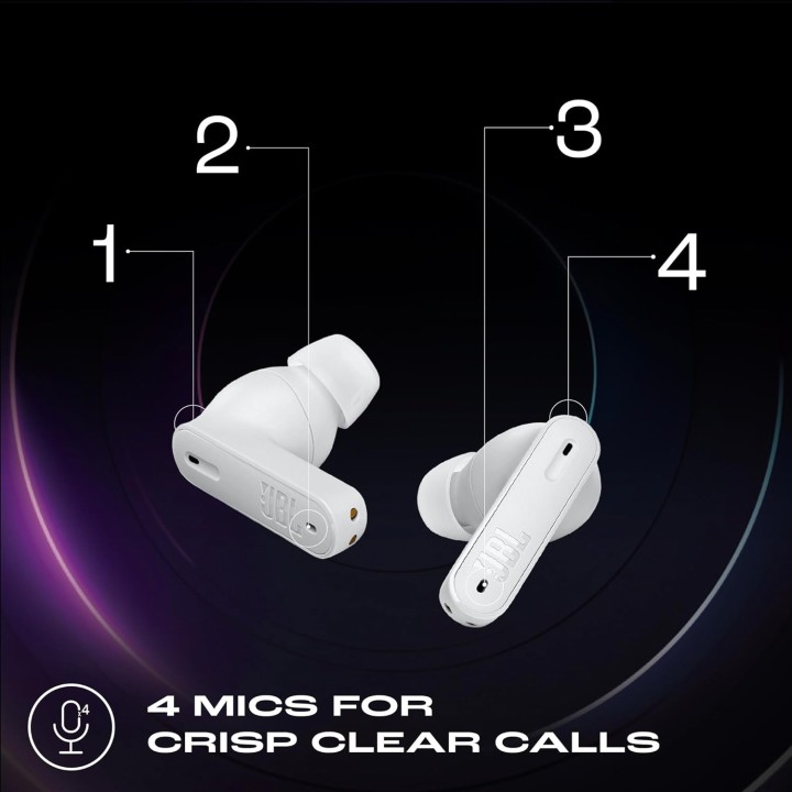 Écouteurs sans fil JBL Tune Beam - Réduction de bruit, Bluetooth 5.3, autonomie 48h - Blanc